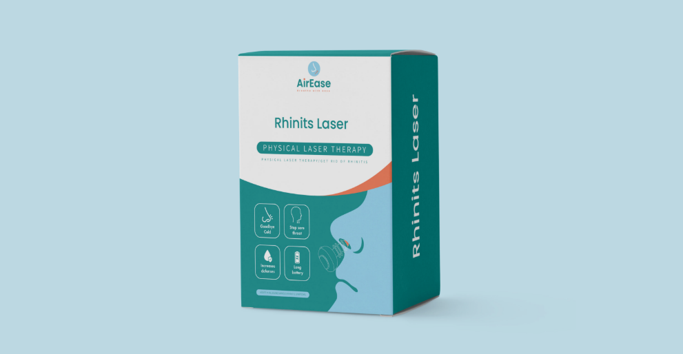 جهاز AirEase المتطور للعلاج بالضوء الأحمر - الحل النهائي لانسداد الأنف والحساسية.